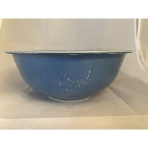 Pyrex Bowl 325 Blue Clear Bottom Vintage 10" Wide